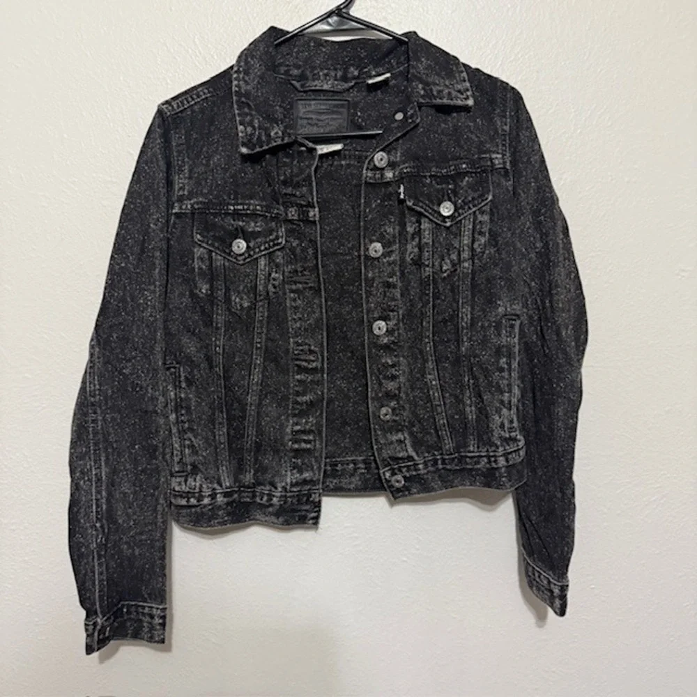 Levis Women's Black Acid Wash Denim Original Trucker Jacket Y2K 90s Grunge